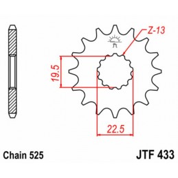 JT SPROCKETS Steel Standard Front Sprocket 433 - 520