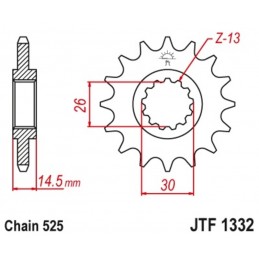 JT SPROCKETS Steel Standard Front Sprocket 1332 - 525