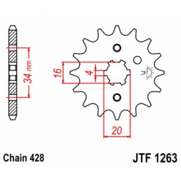 JT SPROCKETS Steel Standard Front Sprocket 1263 - 428