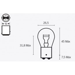 TECNIUM S25 Light Bulbs 12V 21/5W - x10