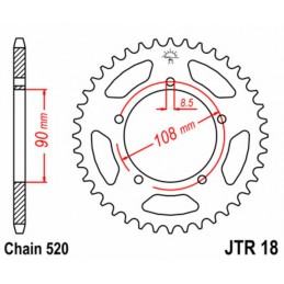 JT SPROCKETS Steel Standard Rear Sprocket 18 - 520